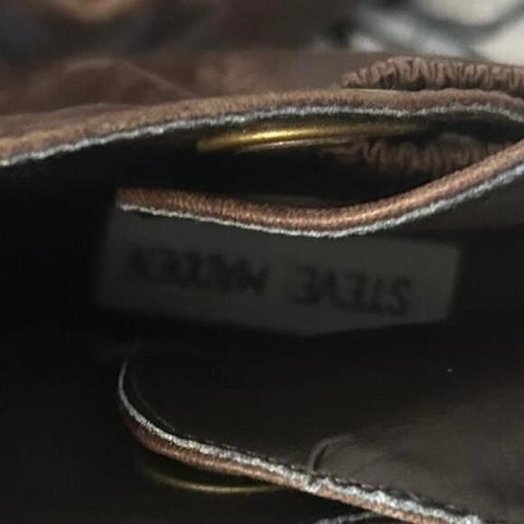 Brown Leather Steve Madden Abikus Scrunch Leather Ankle Boot Shootie Bootie - Picture 5 of 7